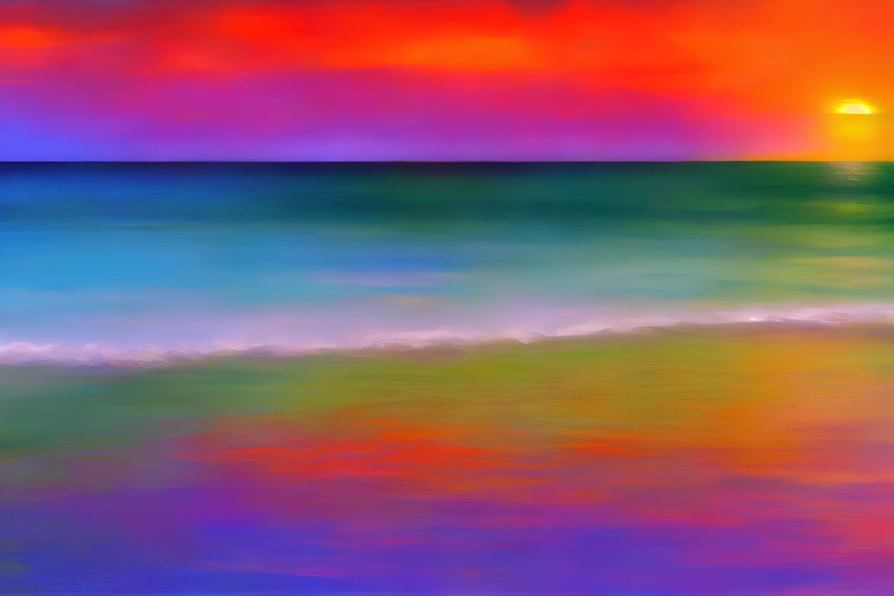 Blurred sunset over water with vibrant gradient colors