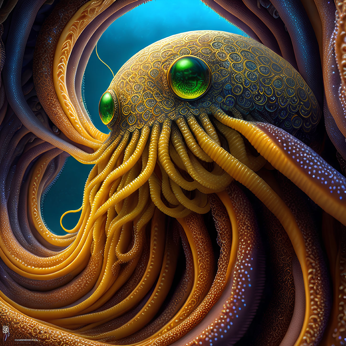 Stylized octopus digital artwork with intricate patterns