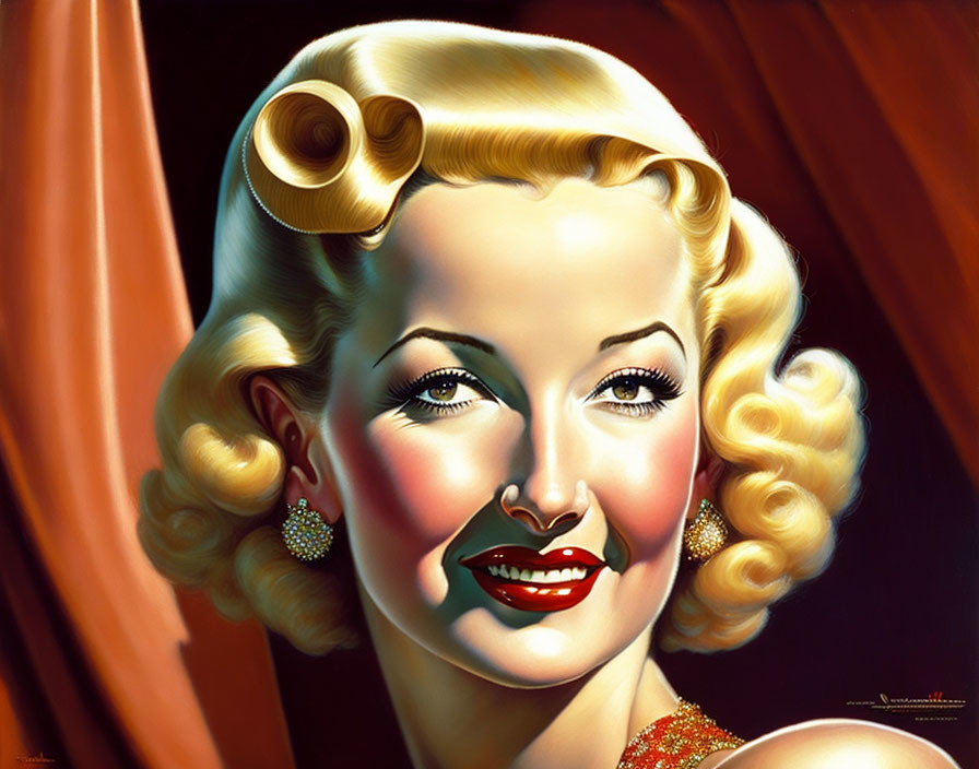 1940s Hollywood glamour vintage-style woman illustration