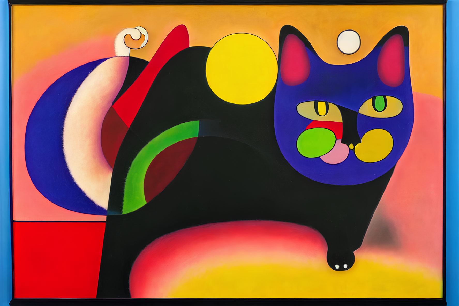 Abstract Black Cat Artwork with Vibrant Geometric Shapes