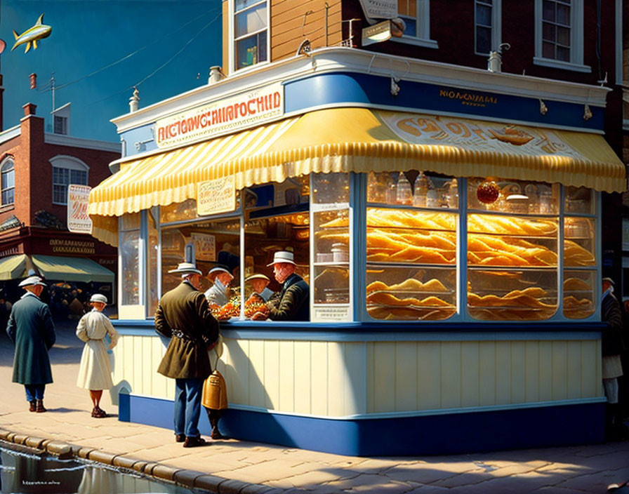 Vintage Pies and Ice Cream Kiosk in Classic Street Scene