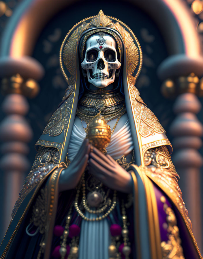 Elaborate Blue and Gold Robes on Skeletal Figure