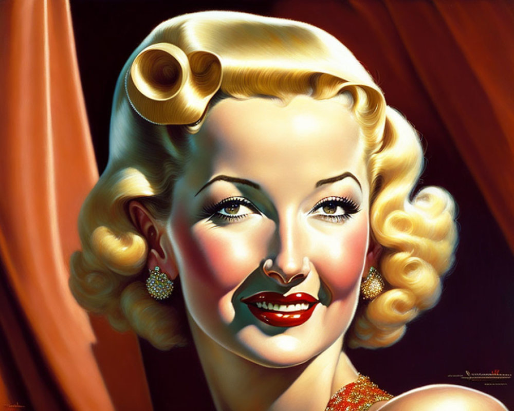 1940s Hollywood glamour vintage-style woman illustration