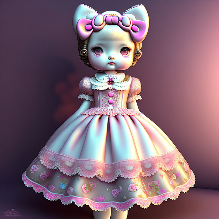 Victorian-style doll character with lace details and pastel colors