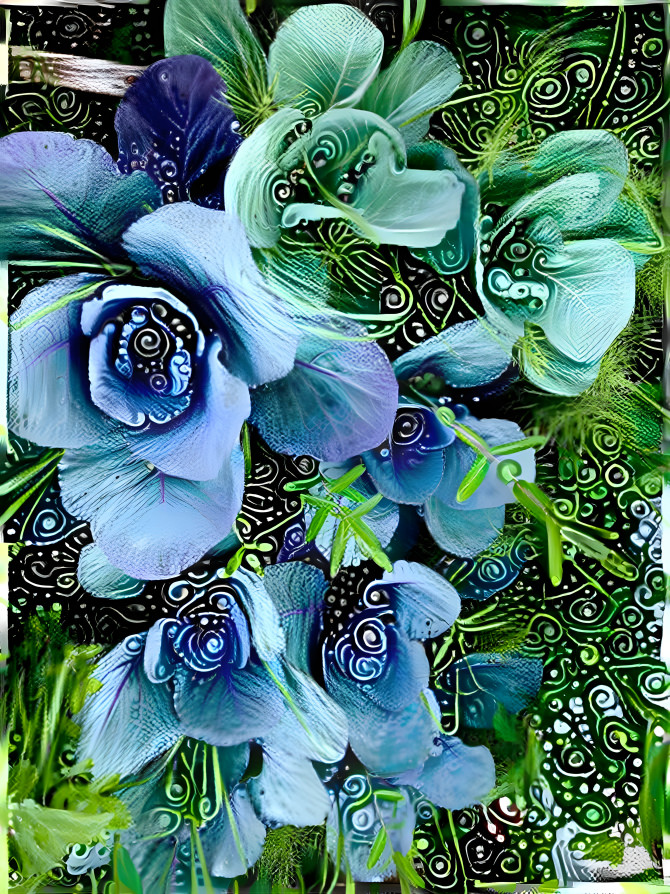 Blue Cabbage Roses