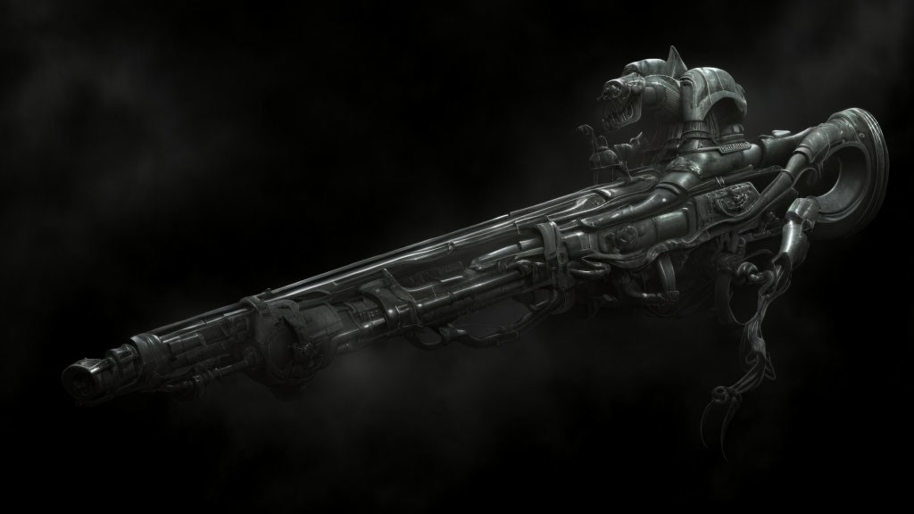 Ornate Dragon-Themed Rifle on Dark Background