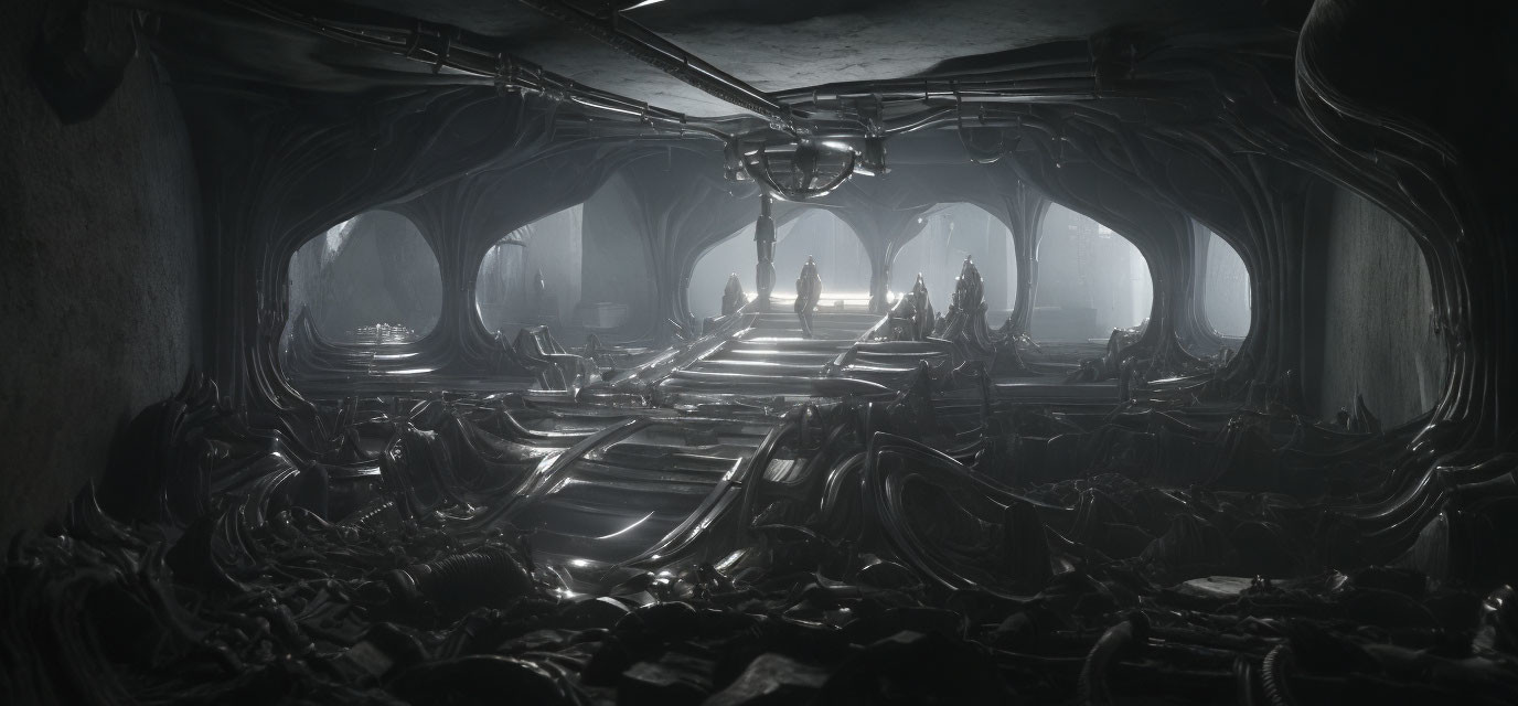 Dark heavy sci-fi. Corridor.