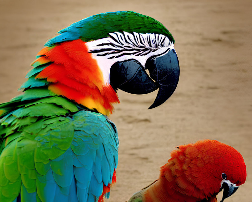 Colorful Parrots Interacting in Soft Background