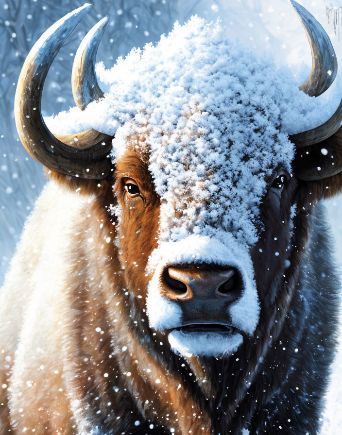 buffalo covered with snow