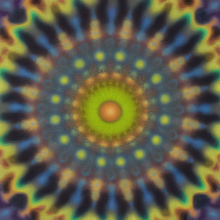 Multicolored Symmetrical Kaleidoscopic Pattern on Textured Background