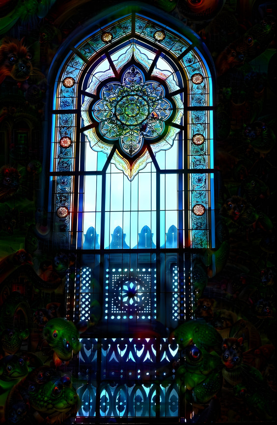 The stained glass window of the Grand Mosque