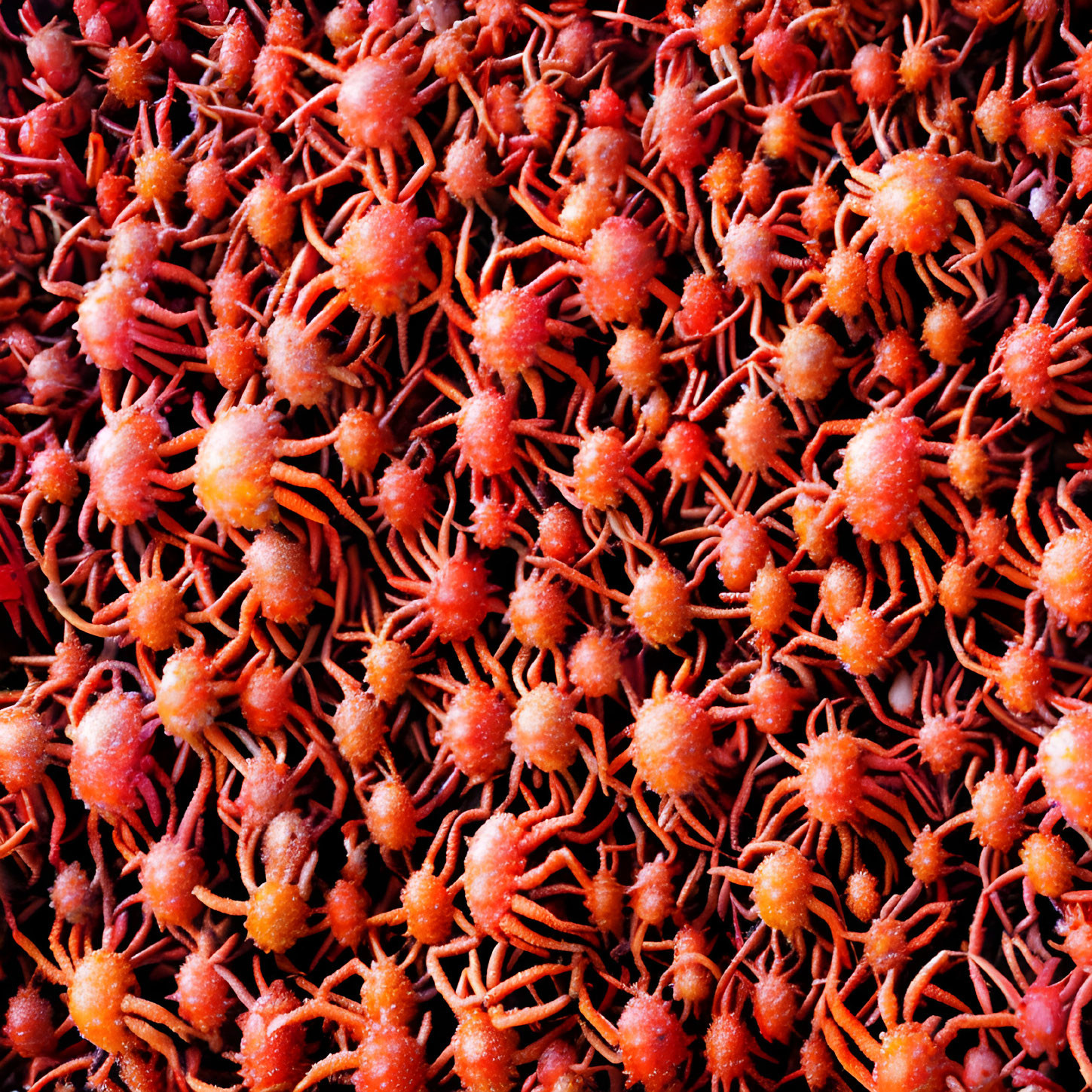 Cluster of Spiny Red Sea Urchins with Sharp Spines
