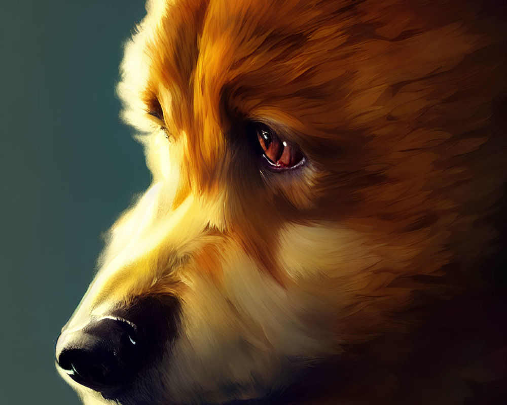 Detailed digital art portrait of a bear with intense gaze and intricate fur textures