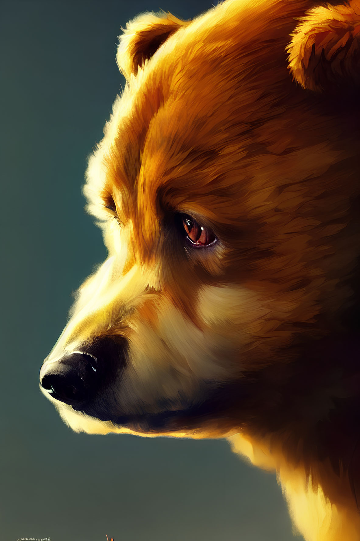 Detailed digital art portrait of a bear with intense gaze and intricate fur textures