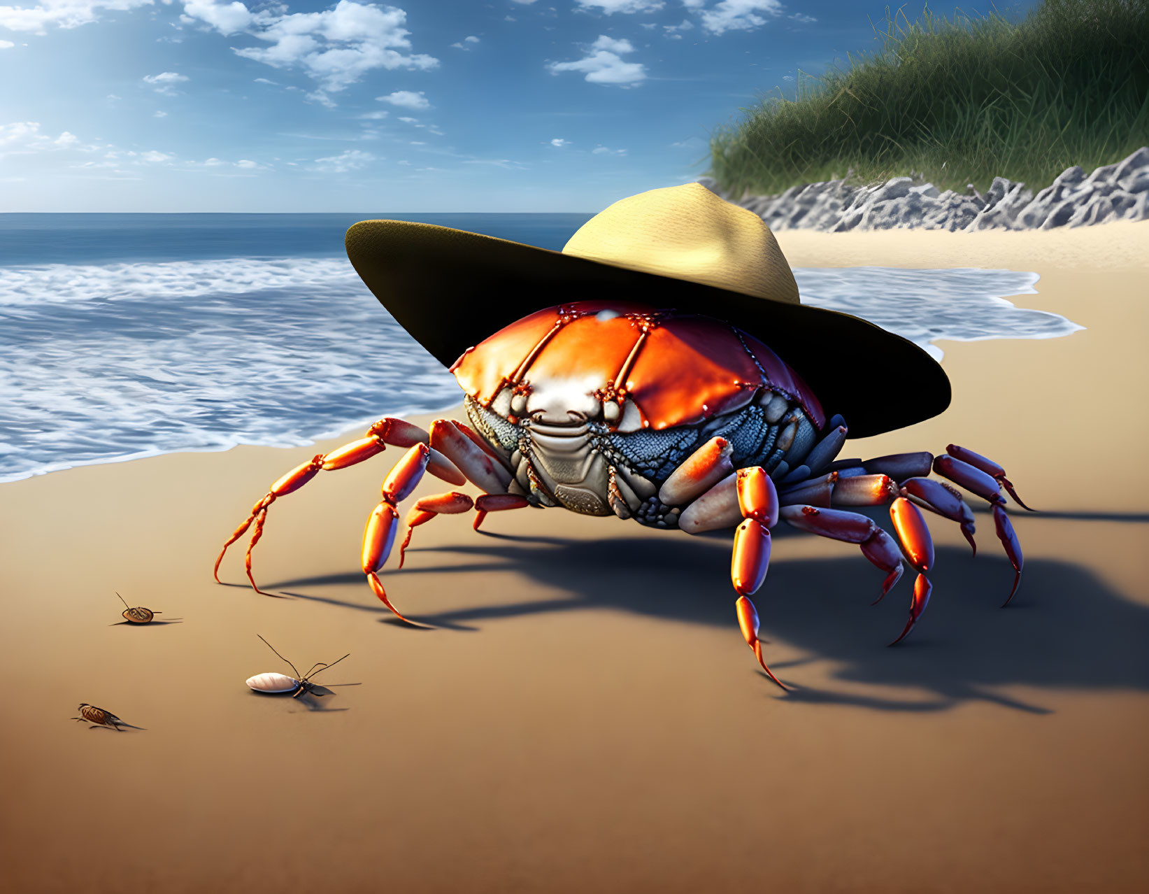 Crab n Beach with Hat on