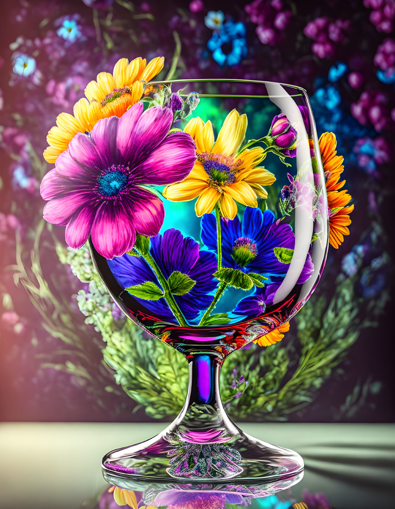 Floral Reflections in a Glass.