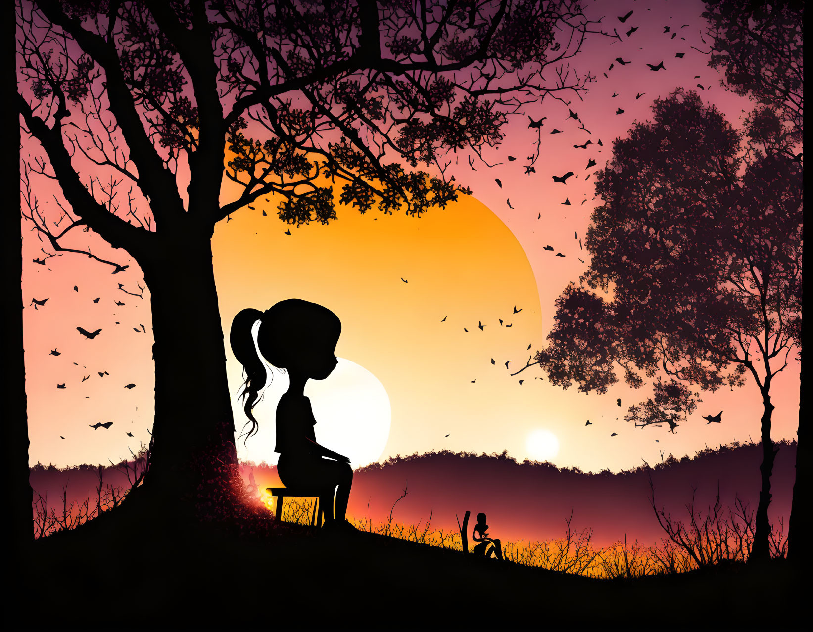 Girl Silhouette at sunset