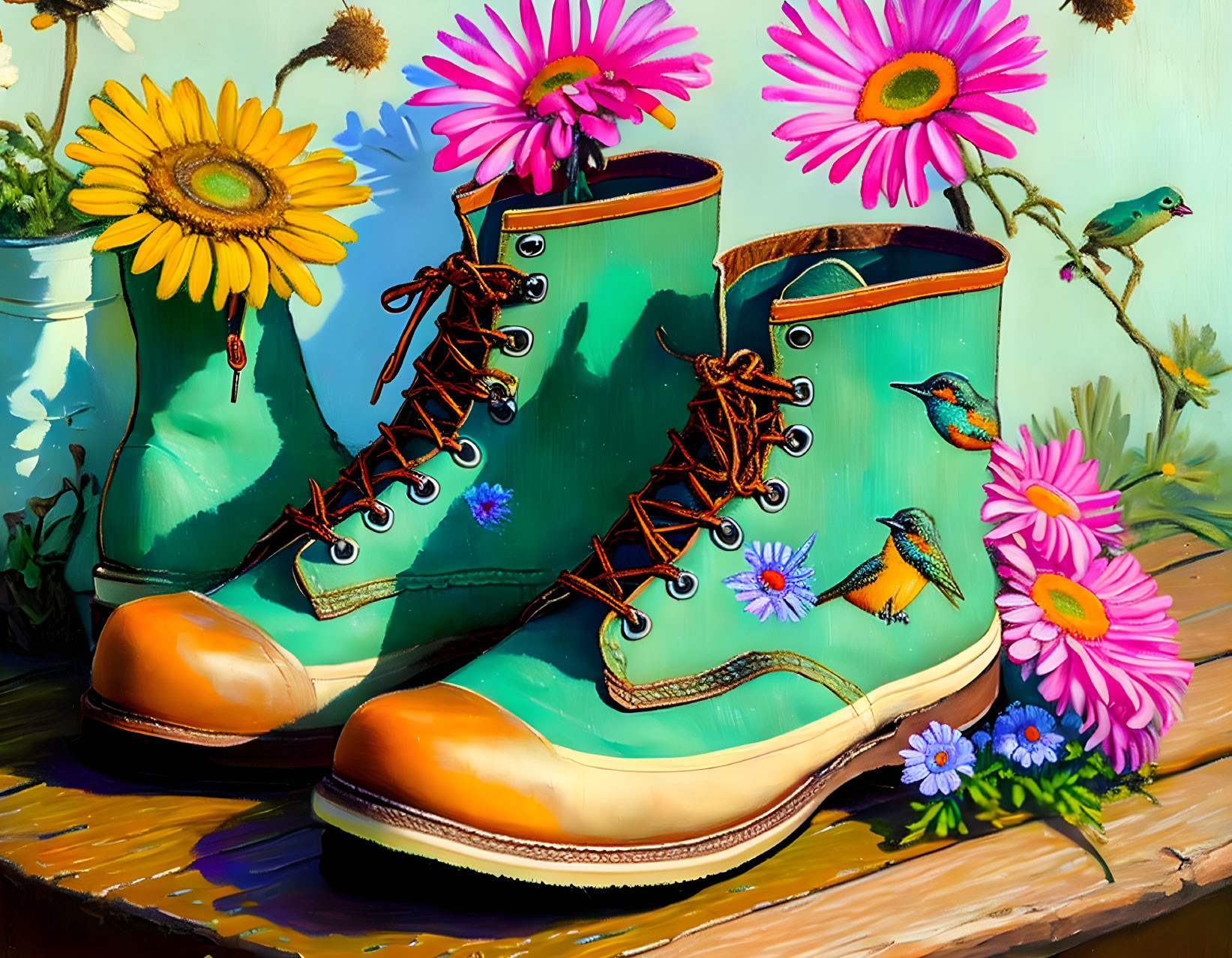 Garden Boots with Daisies