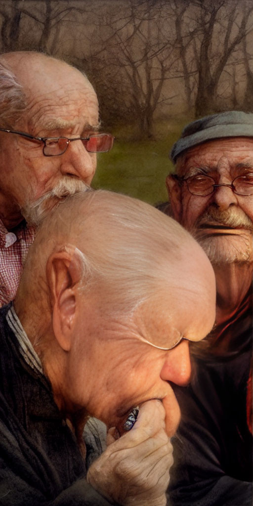 Elderly Men with Glasses and Flat Cap in Nature Background