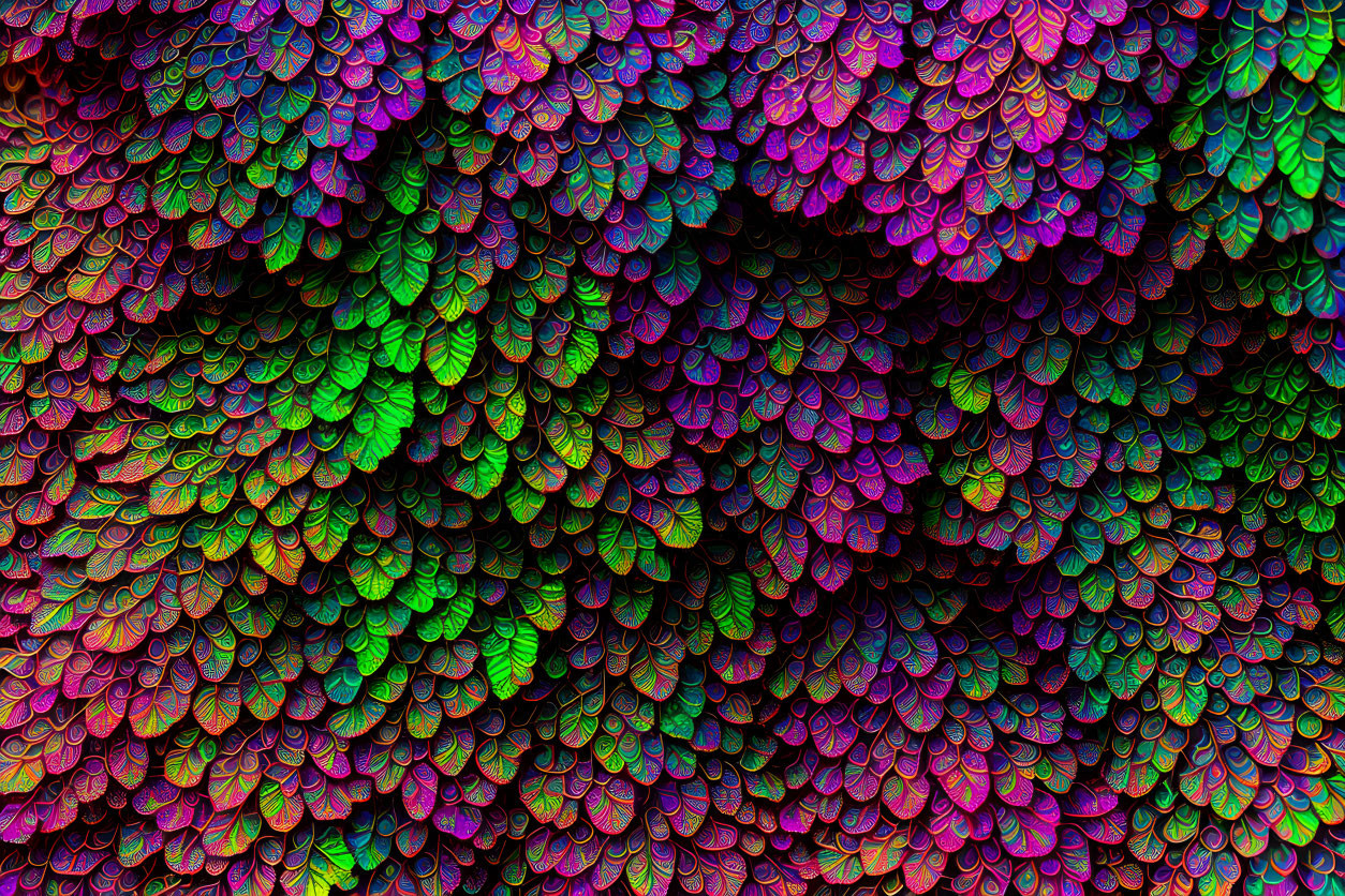 Multicolored Overlapping Scales with Iridescent Hues