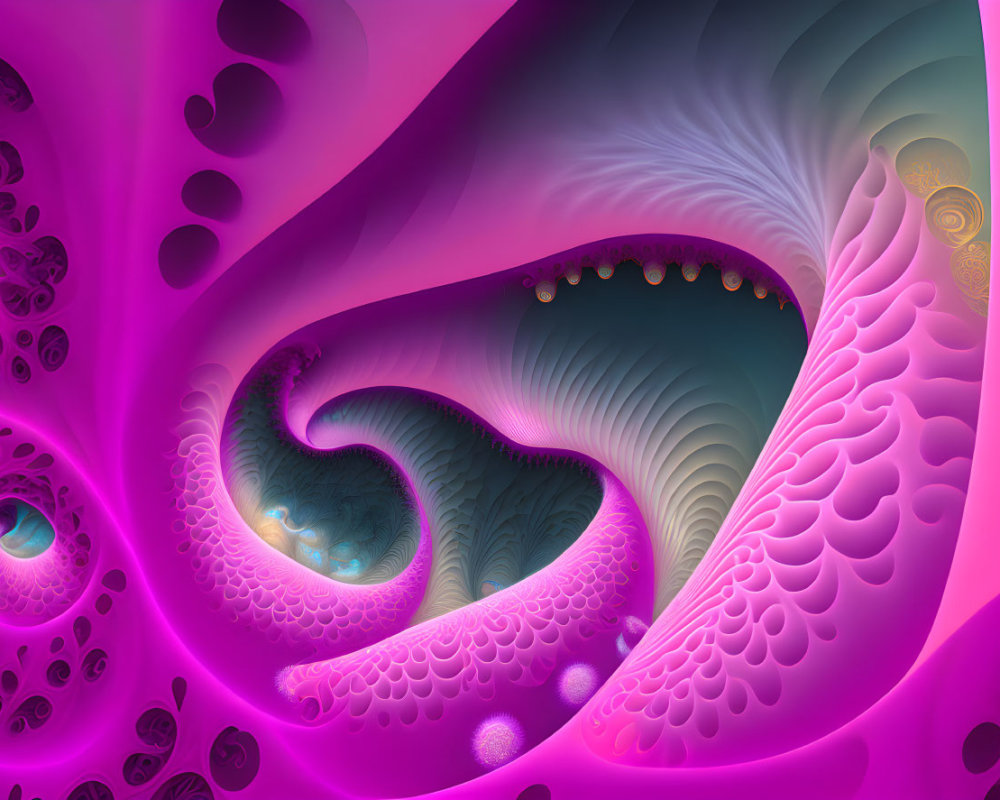 Swirling Pink, Purple, and Blue Fractal Art with Abstract Patterns