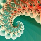 Colorful Fractal Image with Spiraling Feather-Like Pattern