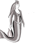 Smiling mermaid with long hair and shimmering tail underwater