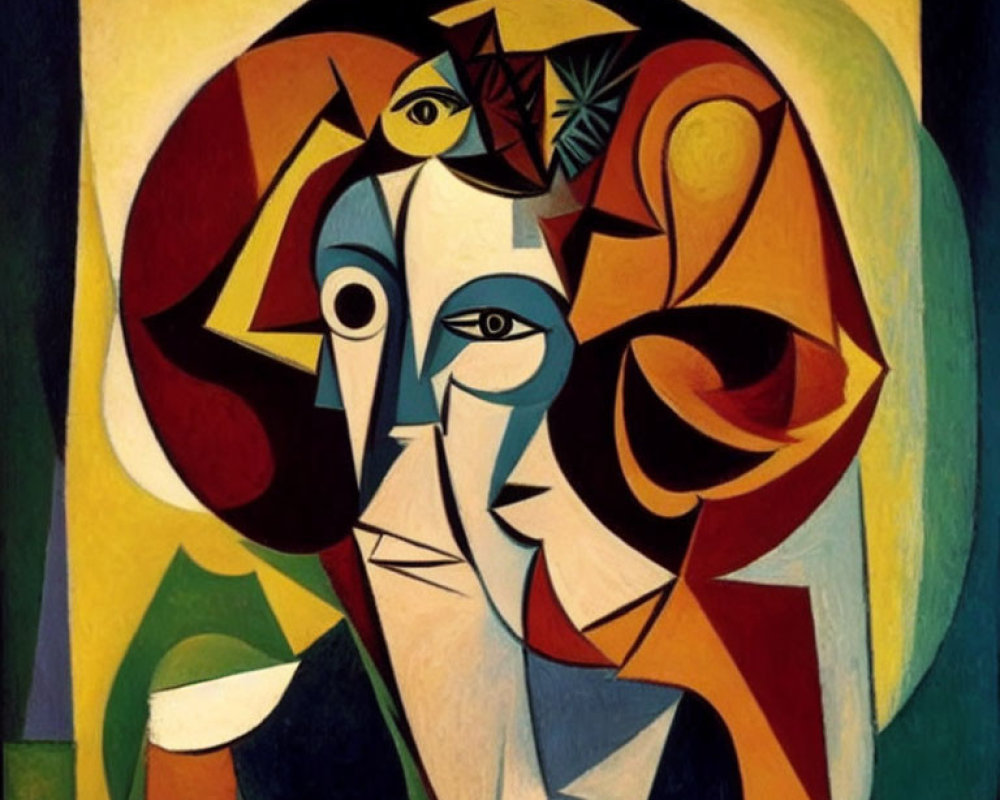 Colorful Cubist Portrait with Geometric Shapes & Multiple Perspectives