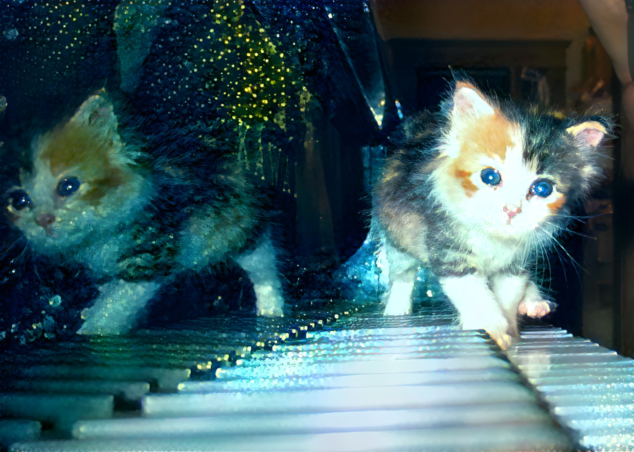 Keeks, the cat, plays the Deep Dream piano