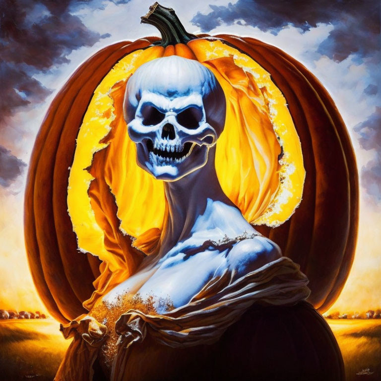 ghost with a pumpkin head 