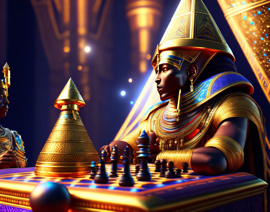 King Tut having a game of chess with Moses as a sp