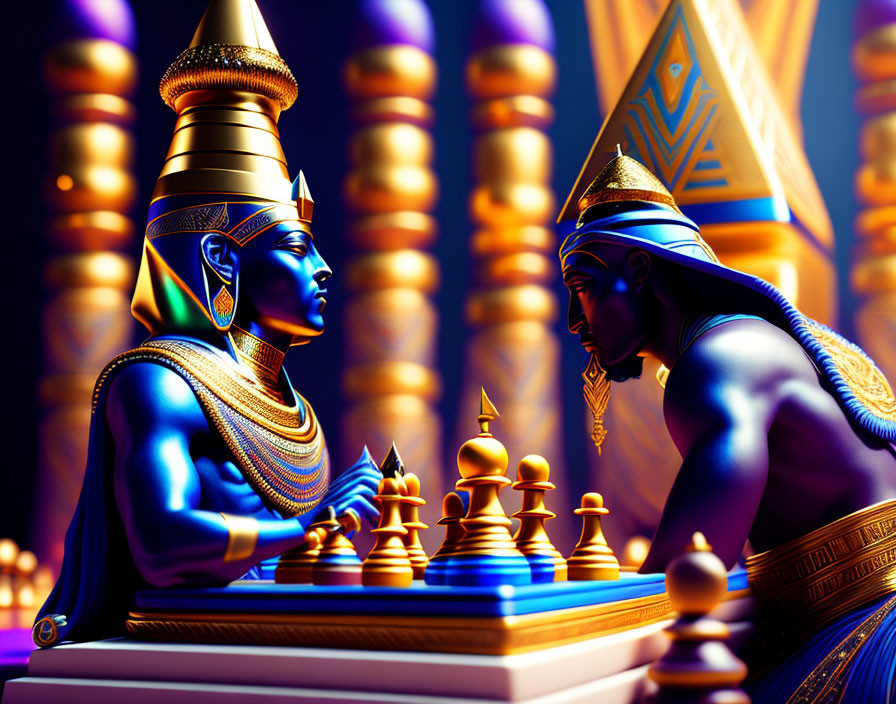 King Tut having a game of chess with Moses as a sp