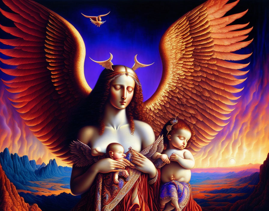 Angel with devil babies 