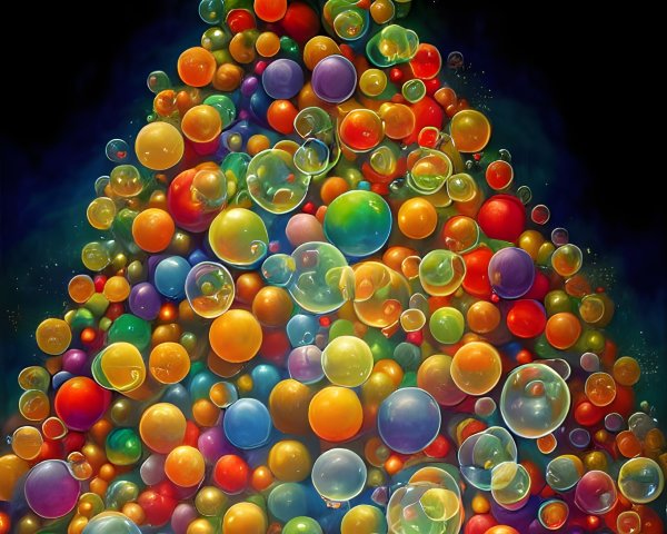 Colorful Bubble Christmas Tree on Starry Night Background