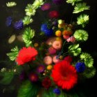 Colorful Assorted Flowers Bouquet on Dark Background