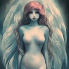 Fantasy digital artwork: Pink-haired woman in ethereal attire with star-like aura
