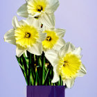 Colorful Digital Art of White and Yellow Flowers in Striped Vase