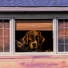 Colorful Outlined Dogs of Various Breeds in Window Frame