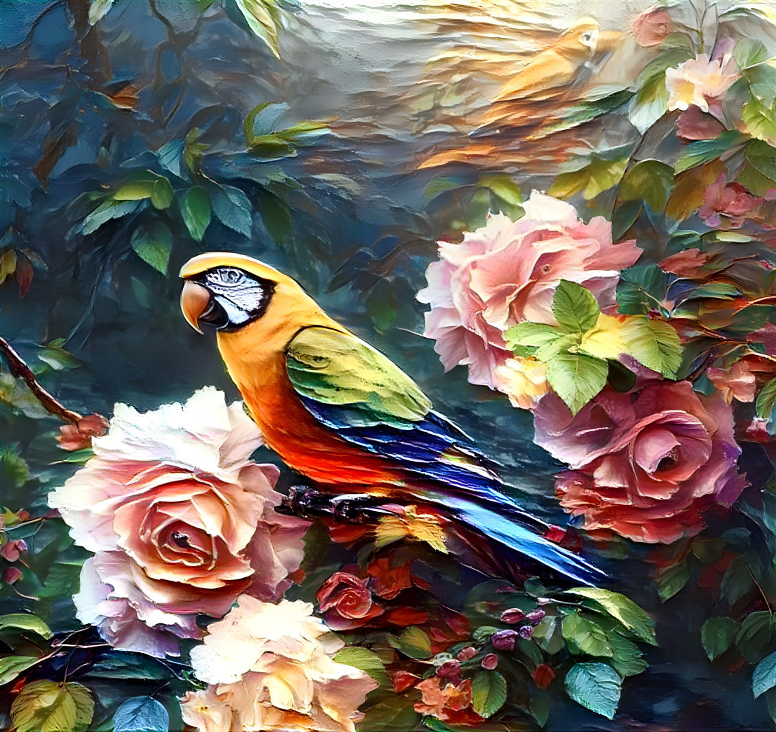 Parrot and Flowers