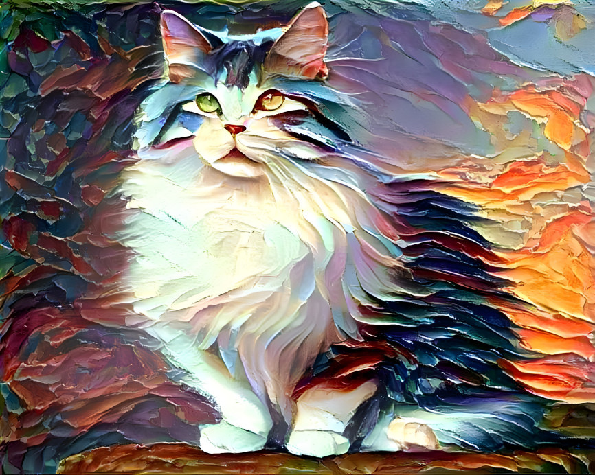 Cat with flowing hair 