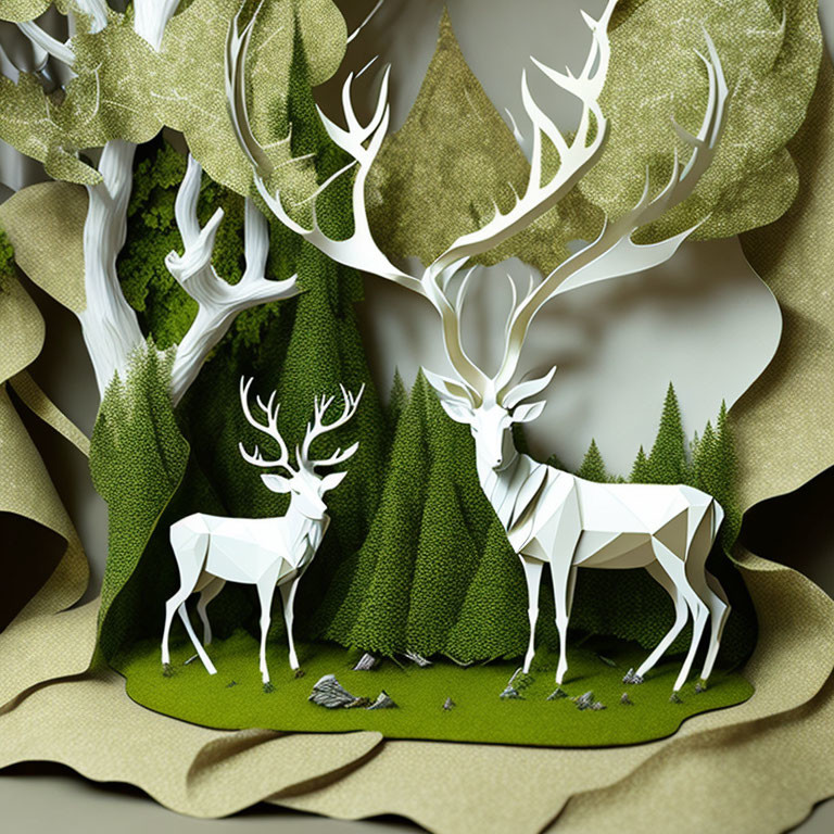 Origami "Deer in the forest"