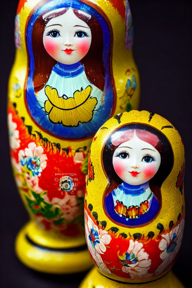 Russian Matryoshka Dolls: Intricate Floral Patterns, Shiny Surfaces