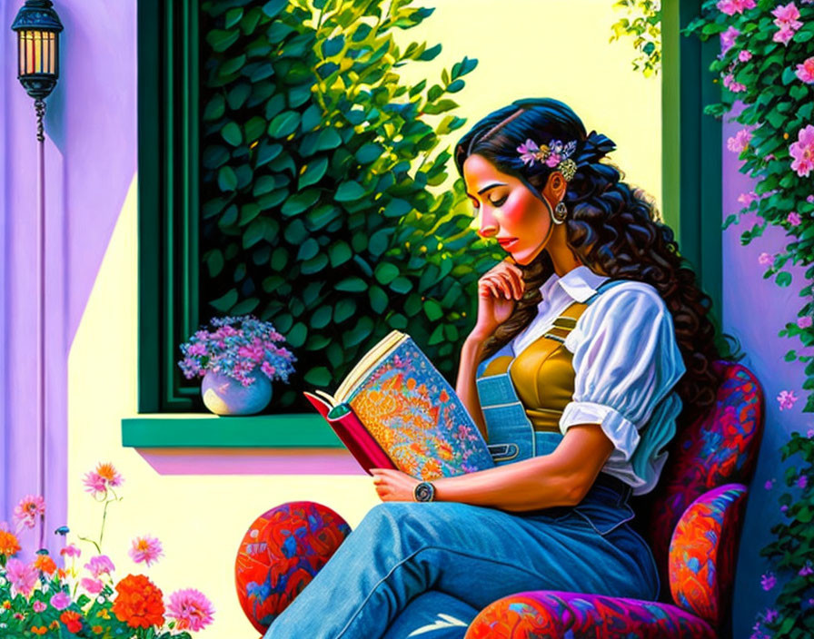 "Girl reading a book"