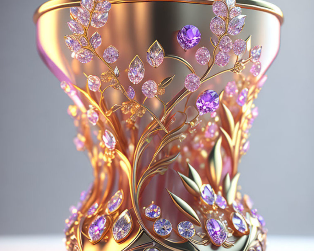 Golden vase with vine pattern and gemstones - a luxurious masterpiece