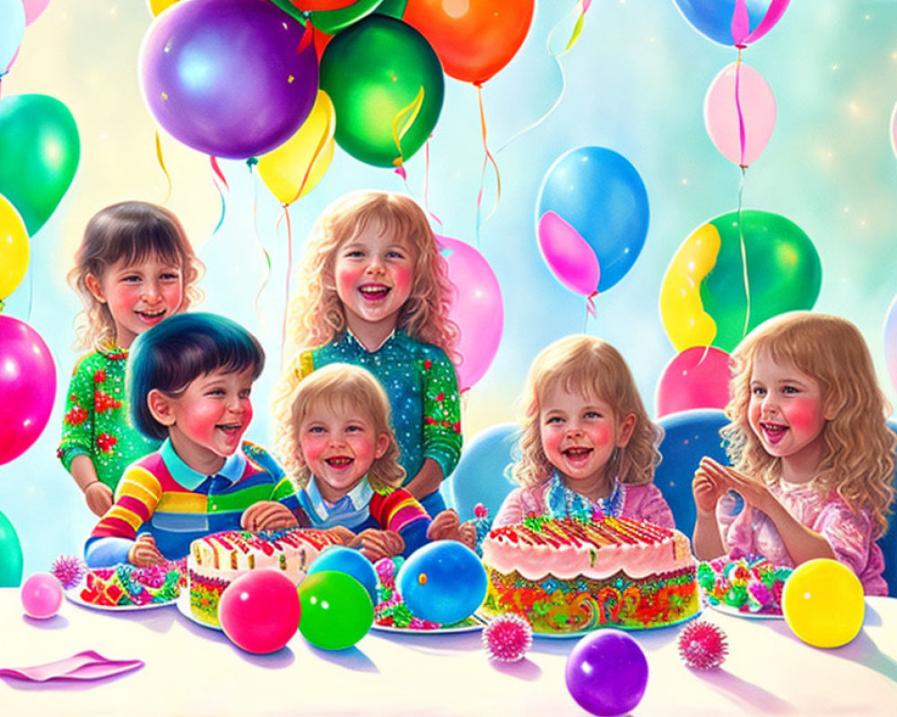 Children's Birthday Party with Cake, Balloons & Decorations