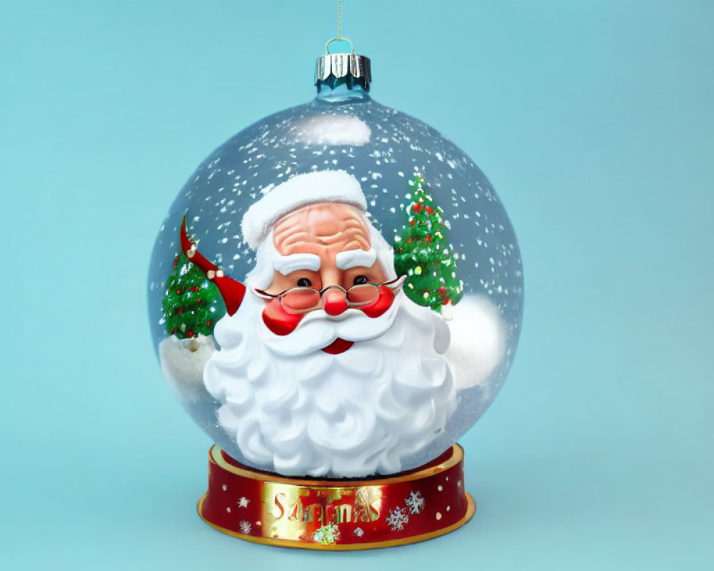 Christmas Snow Globe with Santa Claus Face and Season's Greetings Base