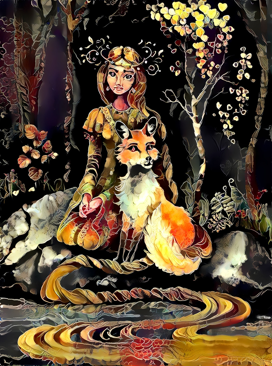 Illustration for the fairy tale "Golden Hair" 