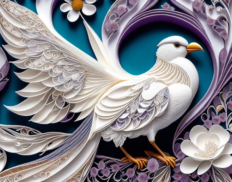 A pigeon in the quilling style