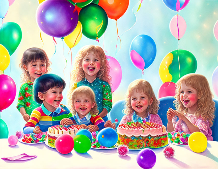 Children's Birthday Party with Cake, Balloons & Decorations