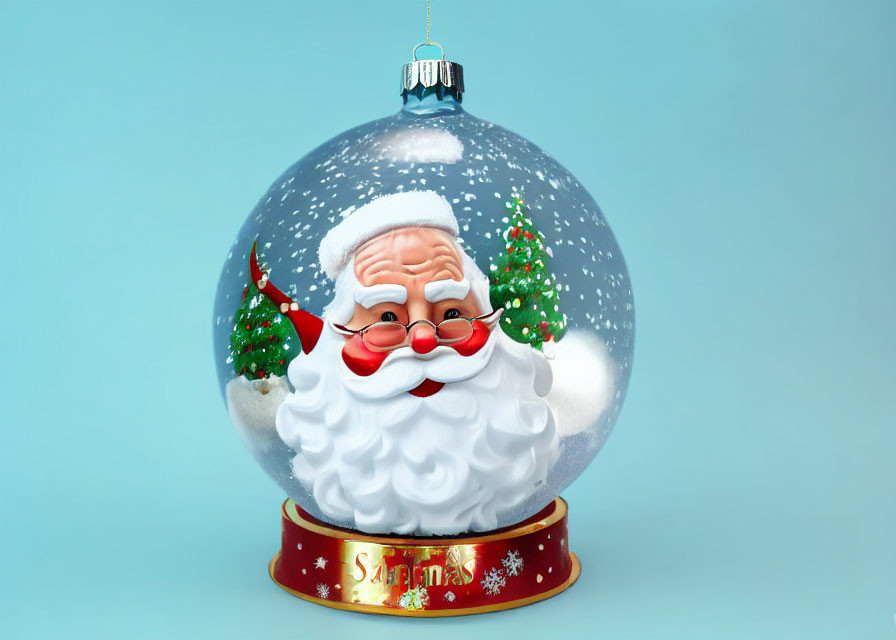 Christmas Snow Globe with Santa Claus Face and Season's Greetings Base